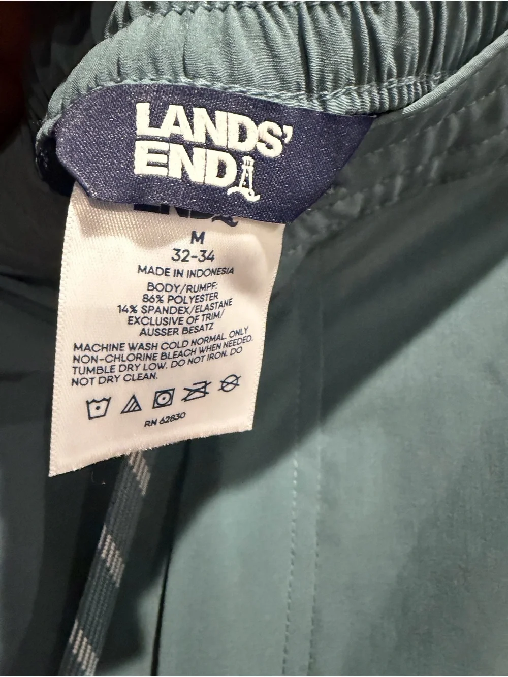 LANDS’ END Men's Teal Swim Trunks - Lightweight‎ Swim Short SIZE M / 32-34